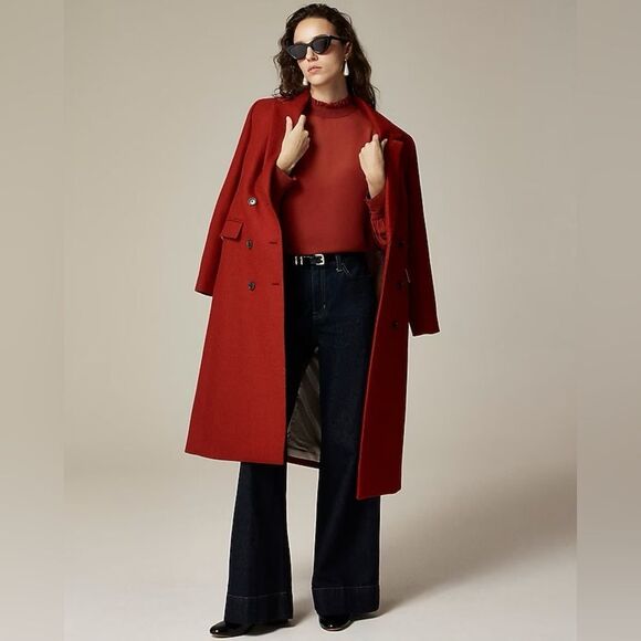 NWT J CREW Ruffleneck top in chiffon in red - Picture 3 of 7